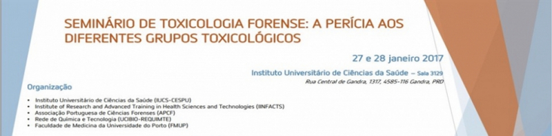 SEMINÁRIO DE TOXICOLOGIA FORENSE: A PERÍCIA AOS DIFERENTES GRUPOS TOXICOLÓGICOS